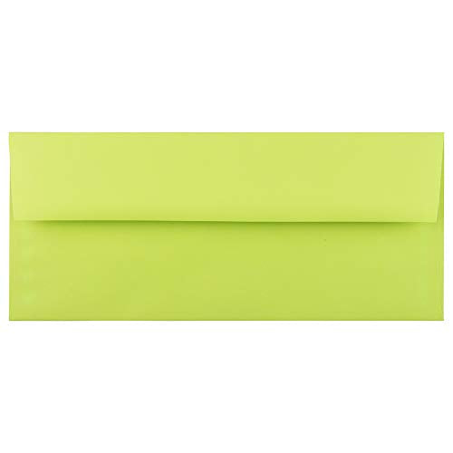 JAM PAPER #10 Business Colored Envelopes - 4 1/8 x 9 1/2 - Ultra Lime Green - Bulk 1000/Carton
