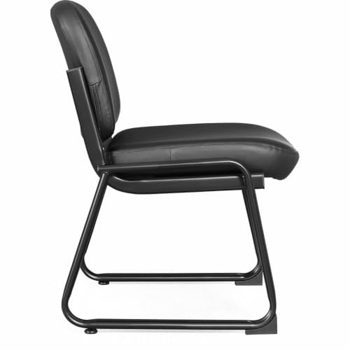 Lorell LLR84597 Deluxe Leather Armless Guest Chair with Plywood & Leather Seat