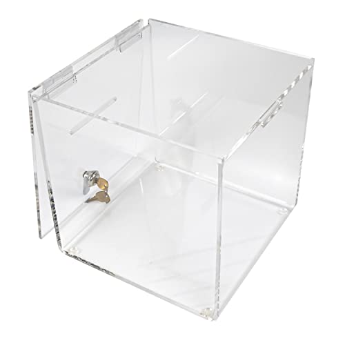 VICTORY DISPLAY & STORE FIXTURE MFG Sturdy Clear Acrylic Donation/Ballot Box with Lock and Key, 10″ w x 10″ d x 10″ h (Quantity 1) (1)