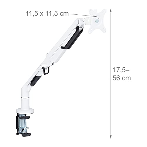 Relaxdays Bracket, Table Screen Mount for 1, 17-36 Inches, VESA 75/100, Moveable Monitor Arm White, 17-36"