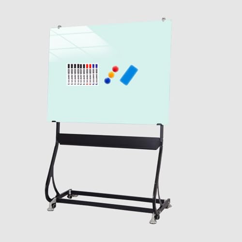 TRUNXUCL Dry Erase Board with Stand, Rolling Whiteboard on Wheels, Standing White Board Magnetic, Height Adjustable(Black,90x120cm/35x47in)