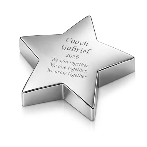 Custom Engraved Silver Star Paperweight – Personalized Office Desk Award & Recognition Gift | Free Engraving - Ships from USA