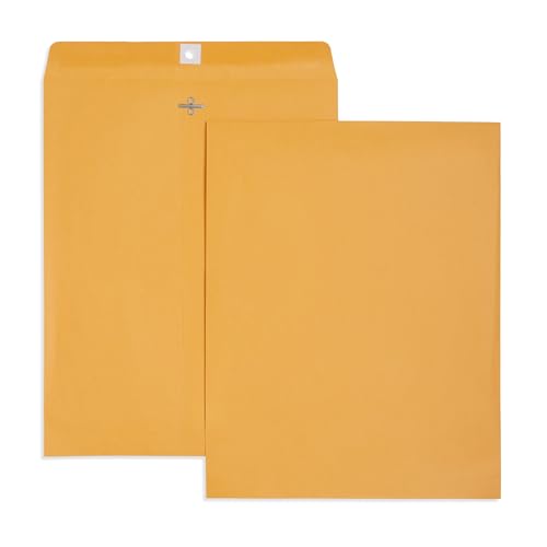 Blue Summit Supplies 100 11.5" x 14.5" Kraft Clasp Envelopes, Gummed Seal