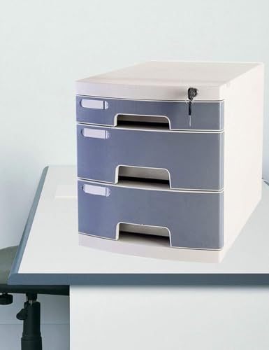 ELUKHT File Cabinet with Lock and Drawer 3 Drawer File Data Cabinet Storage Boxes, Grey