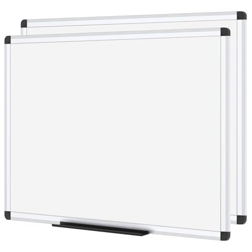 VIZ-PRO Magnetic Dry Erase White Board for Wall, 36 x 24 Inches, 2 Pack