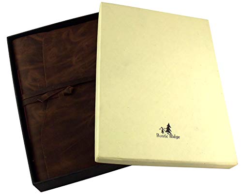 Large Genuine Leather Journal and Sketchbook with Gift Box - 380 Pages - 9 x 12" - Rustic Vintage Style
