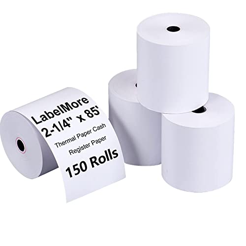 LabelMore 2-1/4" X 85' Thermal Receipt Paper, Credit Card Paper Rolls Thermal, Cash Register Roll, Premium Pos Printer Paper (150 Rolls)