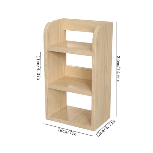 Bookcase Storage Rack Desktop Multipurpose Wooden Bookshelf Stand 3-Tier Simple Storage Rack for Office Home Book Shelf(Small)