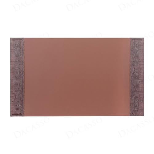 Dacasso 34” x 20” Brown Crocodile Embossed Luxury Leather Desk Pad w/Side Rails - Executive Desk Surface Protector - Blotter for Writing