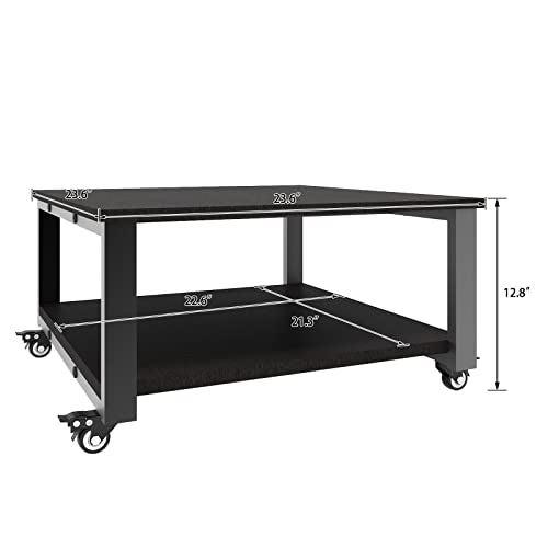 Natwind 2 Tier Laser Printer Stand, 24''x24'' Large Printer Table, Black