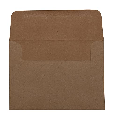 JAM PAPER A7 Premium Invitation Envelopes - 5 1/4 x 7 1/4 - Brown Kraft Paper Bag - Bulk 250/Box