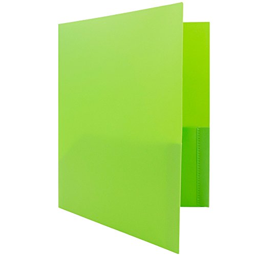 JAM Paper® Medium Weight Plastic Presentation Folder - Lime Green - 96/Pack