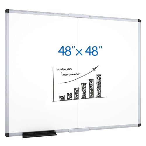 VIZ-PRO Large Magnetic Dry Erase Whiteboard, 48 x 48 Inches, Foldable