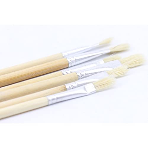 HBJWOV 12pcs/Set Wooden Brush Flat Single Water Color Gouache Oil Paint Paintbrush Art Supplies Stationery