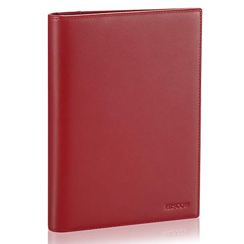 HISCOW Slim Leather Junior Padfolio, 5x8 Notepad Cover, Bordeaux