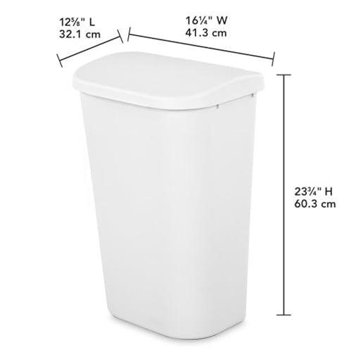 Sterilite Lift Top Wastebasket Trash Can 11.3 Gallon, White, 18-Pack