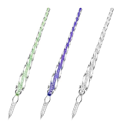 Yiodauh Glass Dip Pen 3 Pieces Handmade High Borosilicate Glass Dip Pen Set - Elegant Crystal Writing Pens for Calligraphy, Drawing, and Signatures