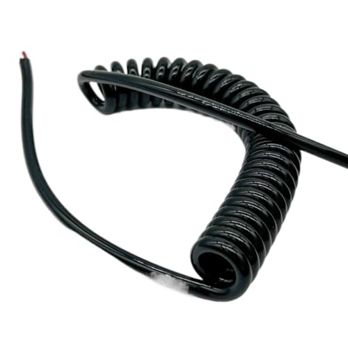 Coiled Curly Mains Flex Multicored Cable 5 Meters 14 Cores 14-24AWG Black