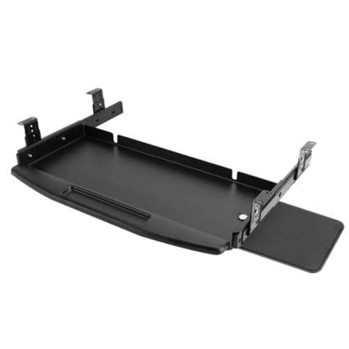 Ergonomic Computer Keyboard Tray with Rotatable Mouse Platform, Steel Keyboard Drawer Platform Under Desk, Slide Out Keyboard Holder for Office (Color : Black, Size : A)