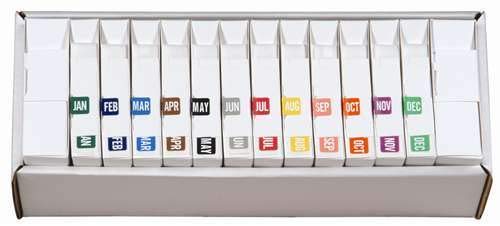 Doctor Stuff - File Folder Month Labels, Complete Set of January - December, Tab Products - TMLV Series Stickers, 1/2" x 1", 1 Each of 12 Rolls, 500/Roll