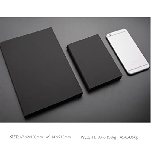 VIAENKFG Black Agenda Line Blank High End Notebook Pu Leather Daily Planner Journal Notepads Supplies Stationery(A5 line)