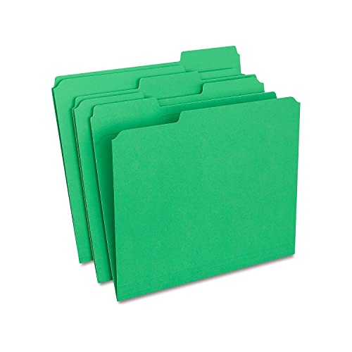 Staples Reinforced Colored File Folders, Letter, 3-Tab, Green, 100/Bx