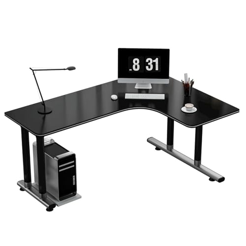 Sit Stand Up Desk Corner Pc Table Desktop Desk Simple Modern Student Study L-Shaped Office Bedroom Household(Black Right,160x100x75cm)
