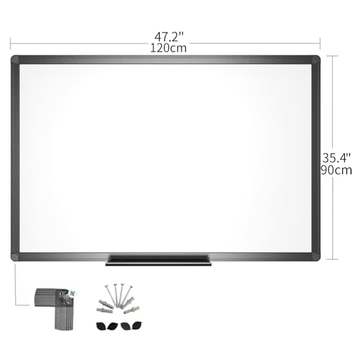 VIZ-PRO Magnetic Dry Erase Board, 48 x 36 Inches, Black Aluminium Frame