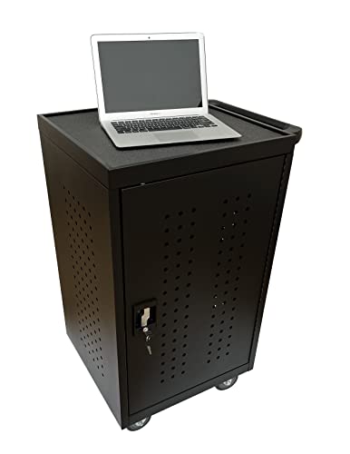ALT Technology 30-Bay Mobile School Charging Cart Station for Chromebook, Tablet and Laptop Computer with Power Strip Included, Accommodate Up to 14" Laptops, Assembly Required 1001 Black
