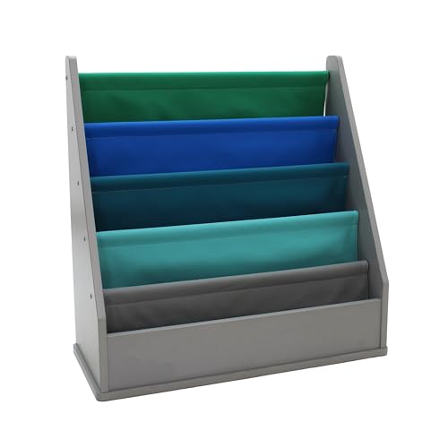 FDP Laminate Children's Sling Book Display Shelf Durable, Easy-Clean Organizer for Daycare, Preschool, Classroom or Home Promotes Early Reading Habits - Gray/Contemporary