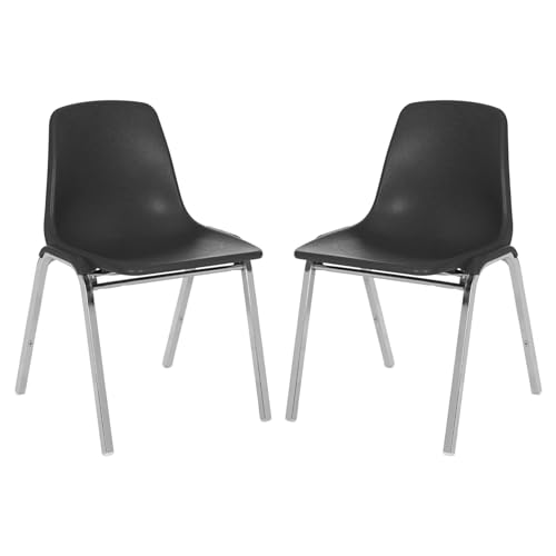 OEF Furnishings OEF8110/2 Commercial-Grade Polypropylene Shell Stack Chair (Black, 2-Pack)