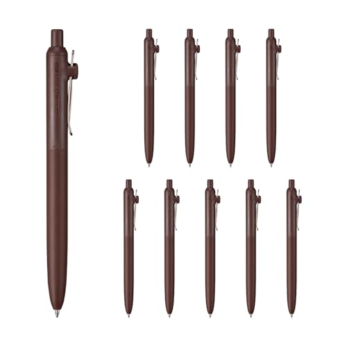 三菱鉛筆 uniball ZENTO Standard Model Rollerball Pen, Medium 0.7mm, Water-Based Black Ink, Ultra-Smooth with Reduced Friction, Umber, Pack of 10 (UBNZSC07.22)