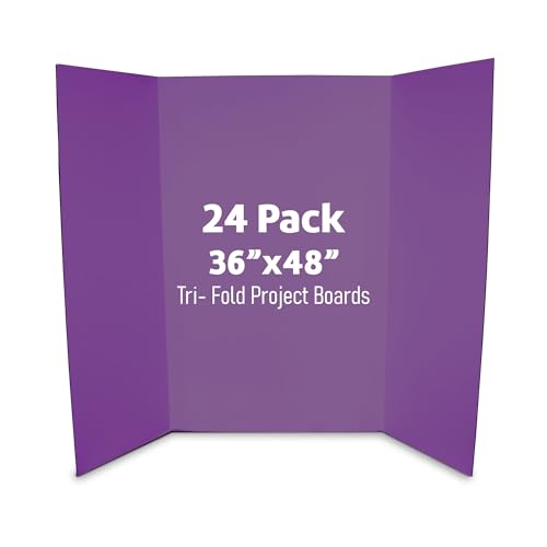 Flipside Products 36” x 48” Project Boards for Presentations, Science Fair, School Projects, Event Displays and Trifold Picture Board, Proudly Made in USA - Purple - 24 Pack