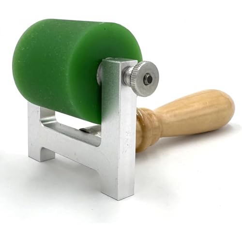 fnotlfue Printmaking Brayer Roller with Wooden Handle, Rubber Ink Roller for Linocut, Relief, Letterpress and Block Printing, Art Tool for Inking, Stamping and Gluing