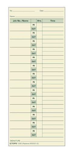 TOPS Job Cards, 2-Sided, 3-1/2" x 8-1/2", Manila, Green Print Front/Back, 500-Count (1290)