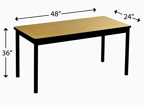 Correll LT2448-16 Lab Table, 36" Standing / Stool Height, 24" x 48" Fusion Maple High-Pressure Laminate Top with Black Frame , Rock Solid Commercial Quality