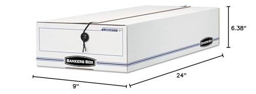 Bankers Box Liberty Check and Form Boxes, 9" X 24" X 6.38", White/Blue, 12/Carton