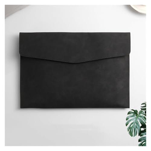 PU leather document pouch, Leather Envelope Document Holder File Folder A4 Paper Organizer 235x330mm Multicolor Pack of 3(Black)