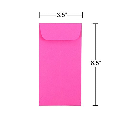 JAM PAPER #7 Business Colored Envelopes - 3 1/2 x 6 1/2 - Ultra Fuchsia Hot Pink - Bulk 500/Box