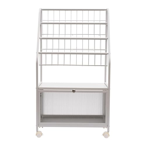 Book cartMobile Bookshelf Metal with Large Capacity, Rolling Utility Cart Heavy Duty Slim Rolling Storage Book Cart for Office, Dorm, Classroom,Living Room