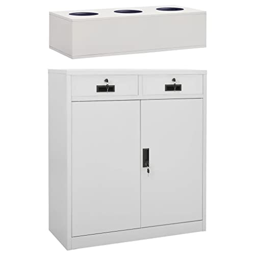 QINXIXINAIXI Office Cabinet with Planter Box Light Gray 35.4"x15.7"x49.2" SteelOffice File Cabinets Filing Cabinets for Home Office