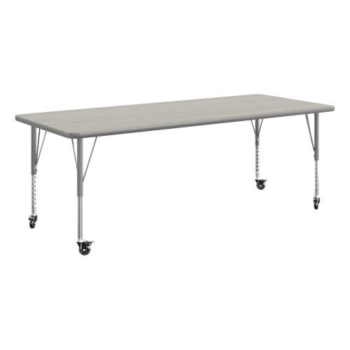 Flash Furniture 72" x 30" Adjustable Activity Table, Light Gray, Casters
