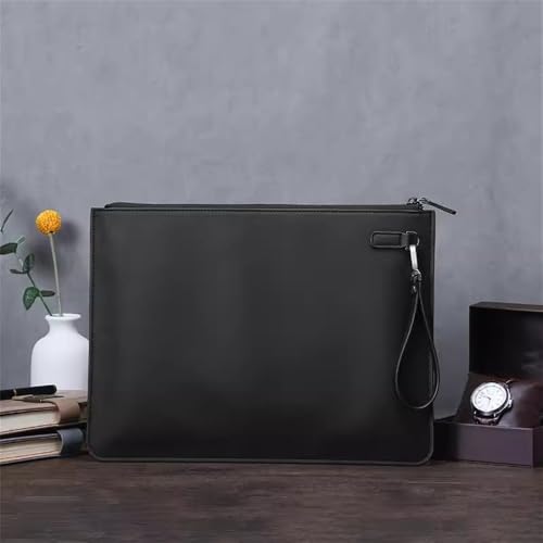 PU Leather Document Pouch, Leather Document Holder Envelope Wallet File Folder Organizer 250x345mm Multicolor PU A4 Business Briefcase Storage Bag(Black)