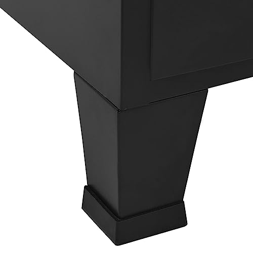 HKLGBVCR Industrial Black Steel File Cabinet with 3 Compartments and 2 Drawers, Mesh Doors Office Storage Cabinet with Name Tags, 29.5x15.7x47.2 Inches