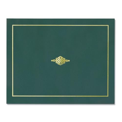 PaperDirect Foil-Stamped Green Certificate Jacket, Heavy Cover Stock, 9.5"x12", Elegant Gold Foil Crest and Border, Graduation Diplomas, Employee Recognition, Student Awards, Pack of 50