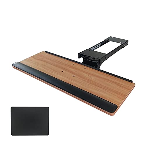 FENOKD Keyboard Tray Under Desk Adjustable Keyboard Tray,Sliding Keyboard Shelf,Pull Out Keyboard Drawers Platforms,360° Rotation Ergonomic,Adjustable Height and Angle,for Home Offic.Walnut-65 * 25Cm