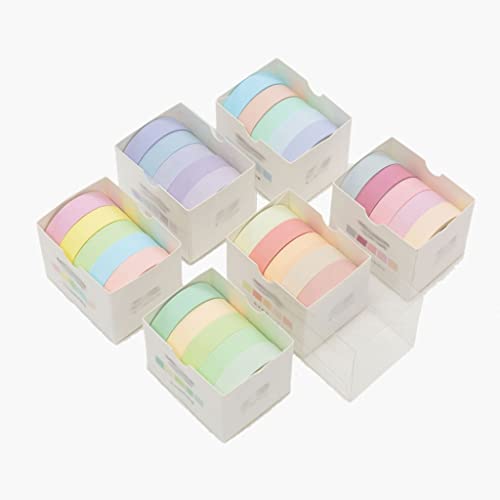 VIAENKFG Macaron Solid Color Washi Tape Set Decorative Adhesive DIY Scrapbooking Sticker Label