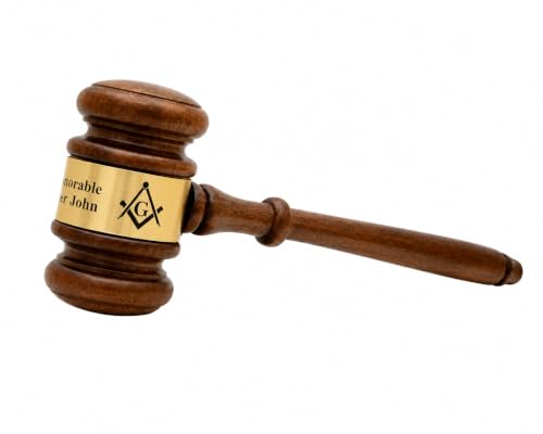 Executive Gift Shoppe | Masonic Wooden Judge's Gavel with Personalized Gold Band
