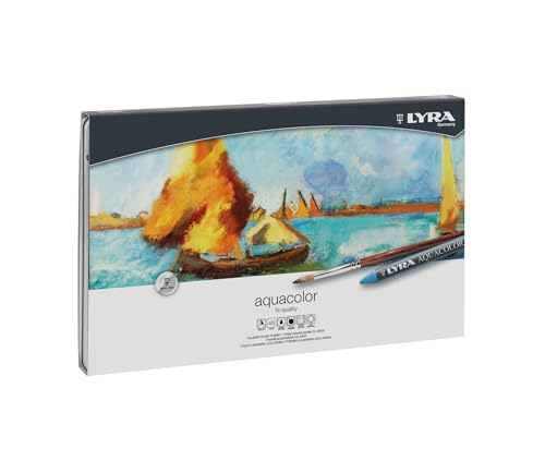 Lyra Aquacolor Water-Soluble Wax Crayons, Set of 48 Crayons, Assorted Colors (5611480)