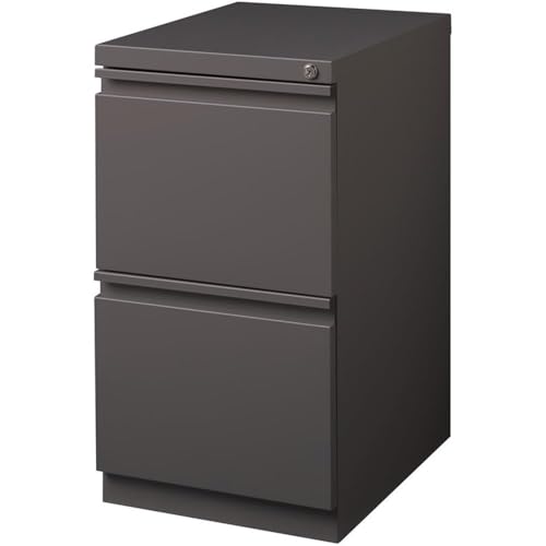 Scranton & Co 20" 2-Drawer Metal Mobile Pedestal Filing Cabinet, Espresso Finish, 27.75" H x 15" W x 19.88" D, Durable Steel Construction, Letter-Size File Storage, Hidden Casters, Locking Office